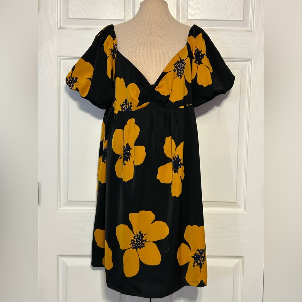 Bold Feminine Romantic Boho Modern Cottagecore Mini Dress‎ Puff Sleeves XL NWT
